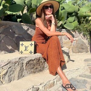 Mango blogger favorite fine knit long crochet dress